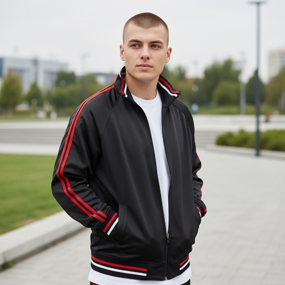 Vintage Jordan Craig Track Jacket Full Zip Black Red White Stripe Men's 3XL